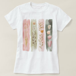 Söt Blommigt Brushstroke T Shirt