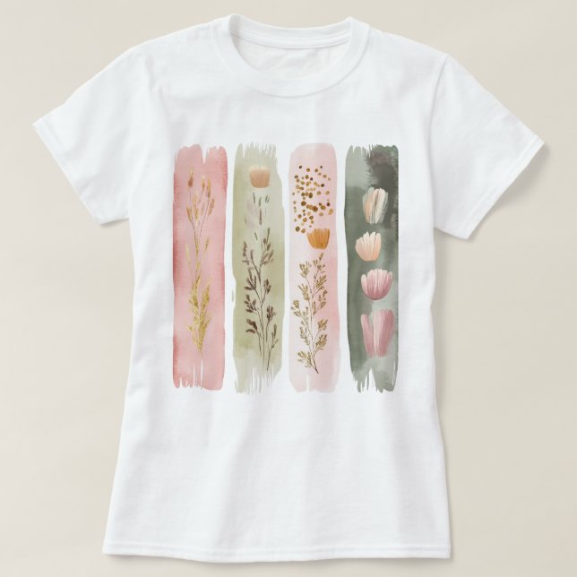Söt Blommigt Brushstroke T Shirt (Design framsida)