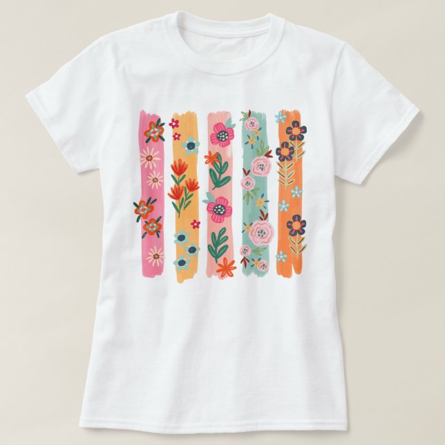 Söt Blommigt Brushstroke T Shirt (Design framsida)