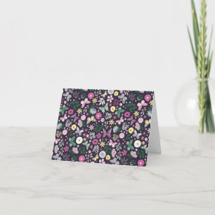 Söt Blommigt Calico Design Note-kort Tack Kort