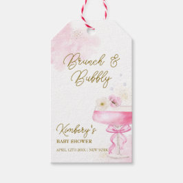 Söt Blommigt Champagne Brunch BubLY Baby Shower Presentetikett