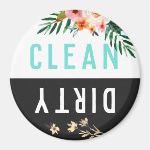 Söt Blommigt CLEAN DIRTY Dishwasher Magnet