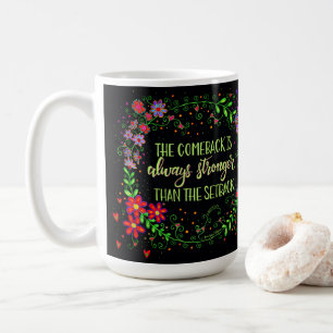 Söt Blommigt Comeback Quote Black Inspiritivity Kaffemugg
