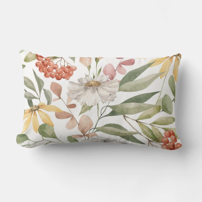 Söt blommigt dekorativ öga-fångst lumbarkudde (Framsida)