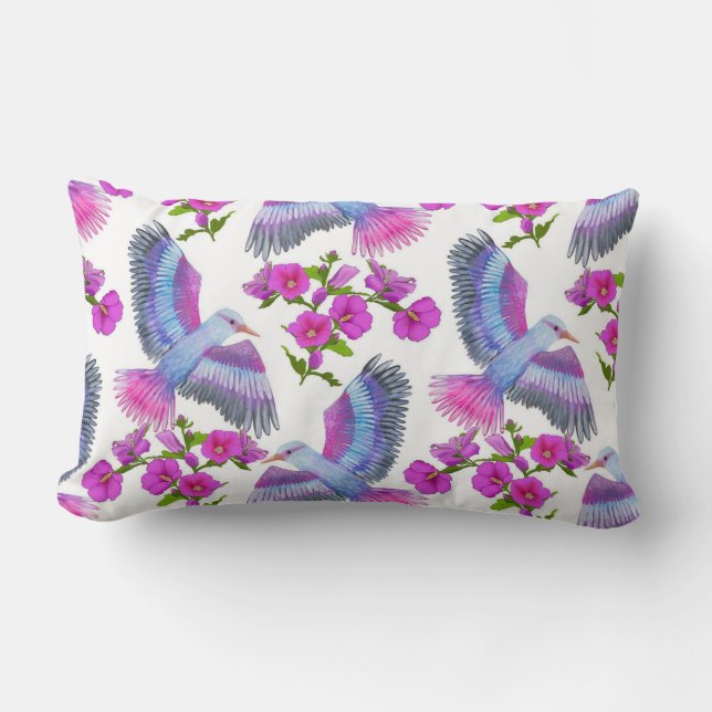 Söt blommigt dekorativ öga-fångst lumbarkudde (Framsida)