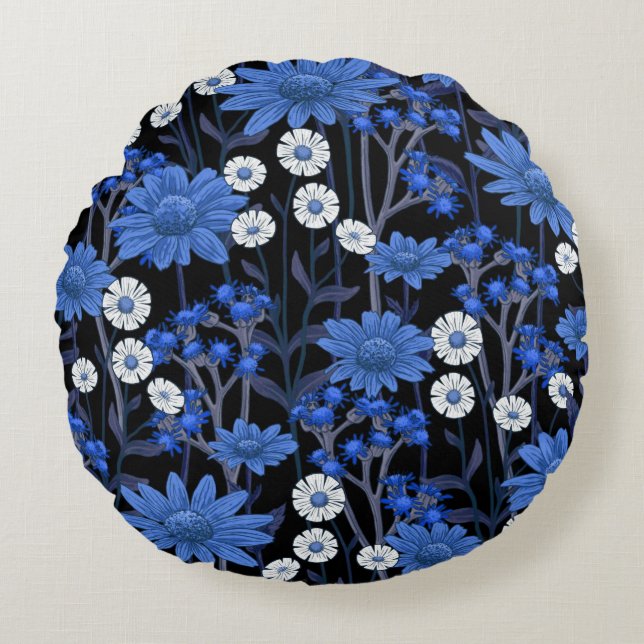 Söt blommigt dekorativ öga-fångst rund kudde (Framsidan)