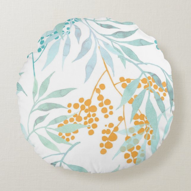 Söt blommigt dekorativ öga-fångst rund kudde (Framsidan)