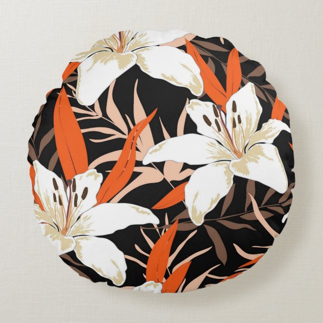 Söt blommigt dekorativ öga-fångst rund kudde (Framsidan)