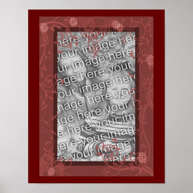 Söt Blommigt Design Ram Skapar ditt eget foto Poster (Framsidan)