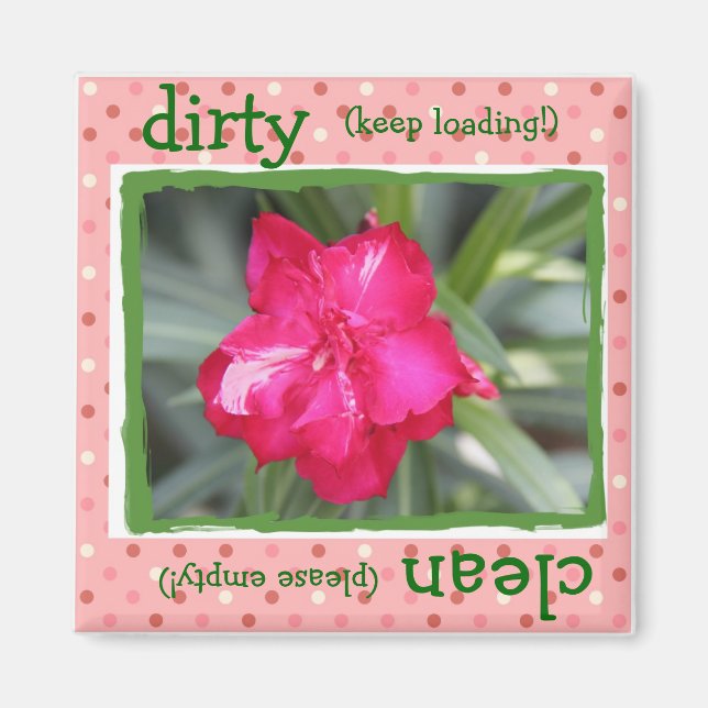 Söt Blommigt Dishwasher Magnet, Rosa och Grönt Magnet (Framsidan)