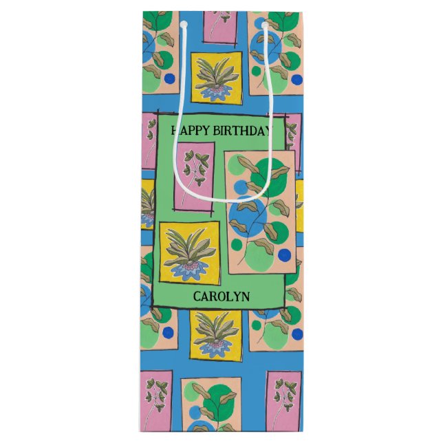 Söt blommigt Dodle art blue, födelsedag, ditt namn (Framsidan)