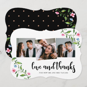 Söt Blommigt Dots Bröllop Tack Photo Card Kort