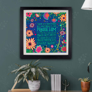 Söt Blommigt Doxology Religiösa Inspiritivity Poster