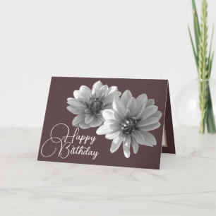 Söt Blommigt Elegant Dahlia Flower Brown Birthday Kort
