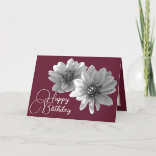 Söt Blommigt Elegant Dahlia Flower Red Birthday Kort