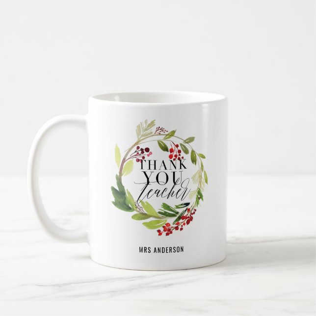 Söt blommigt-elegant-lärare kaffemugg (Vänster)