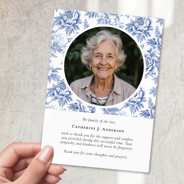 Söt Blommigt Fotosympati Funeral Memorial Tack Kort (Skapare uppladdad)