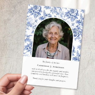 Söt Blommigt Fotosympati Funeral Memorial Tack Kort