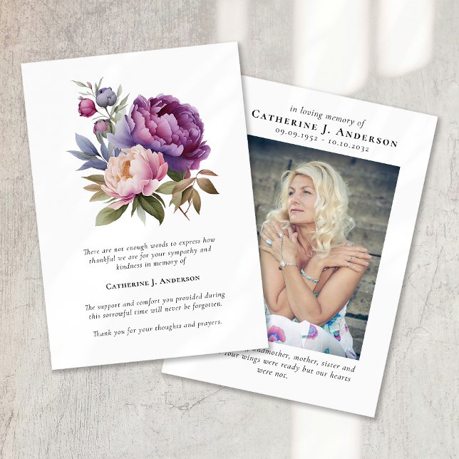 Söt Blommigt Fotosympati Funeral Memorial Tack Kort (Skapare uppladdad)