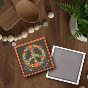Söt Blommigt Fredstecken Kärlek Inspirief Magnet