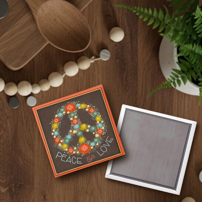 Söt Blommigt Fredstecken Kärlek Inspirief Magnet (Skapare uppladdad)