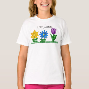 Söt Blommigt Garden Girls T-shirt