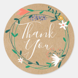 Söt Blommigt Garland Tack Runt Klistermärke