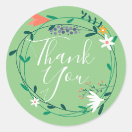 Söt Blommigt Garland Tack Runt Klistermärke
