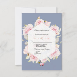 Söt  Blommigt Geometric Dusty Blue Bröllop OSA Kort
