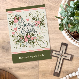 Söt Blommigt Glad påsk Inspirief Kort