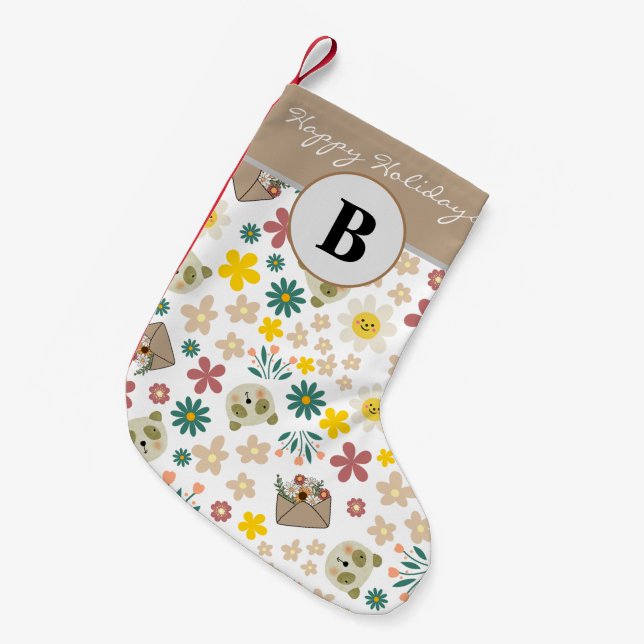 Söt blommigt Gordal monogrammat barnbarn Liten Julstrumpa (Framsidan (Hängande))
