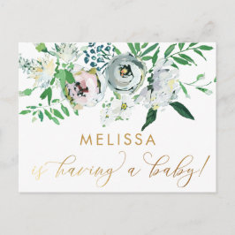 Söt Blommigt Gouache Boho Flower Baby Shower Vykort