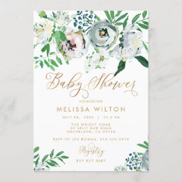 Söt Blommigt Gouache Boho Flower Cute Baby Shower Inbjudningar