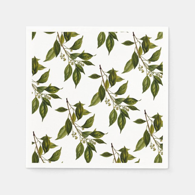 Söt Blommigt Greenery Simple Chic Elegant Party Pappersservett (Framsidan)