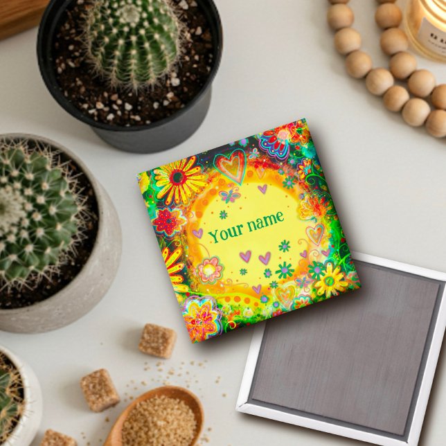 Söt Blommigt Gult Anpassad inspiritivitet Magnet (Skapare uppladdad)
