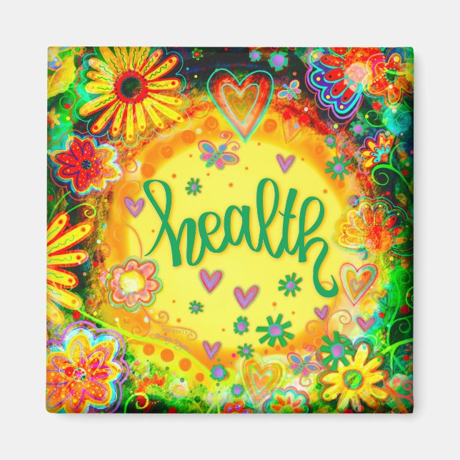 Söt Blommigt Gult Inspirief Magnet (Framsidan)