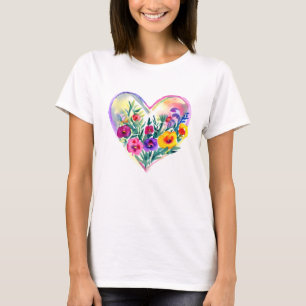 Söt Blommigt Heart Pastel Färg AI ART T Shirt