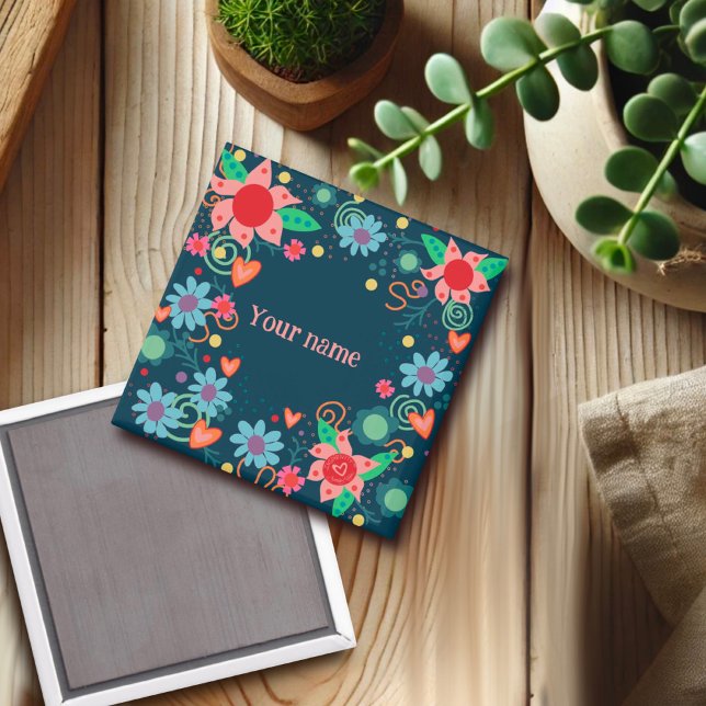 Söt Blommigt Hearts Customized Inspiritivity Magnet (Skapare uppladdad)