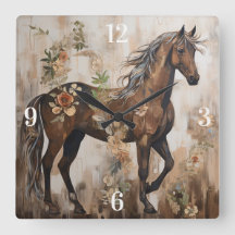 Söt Blommigt Horse Painting