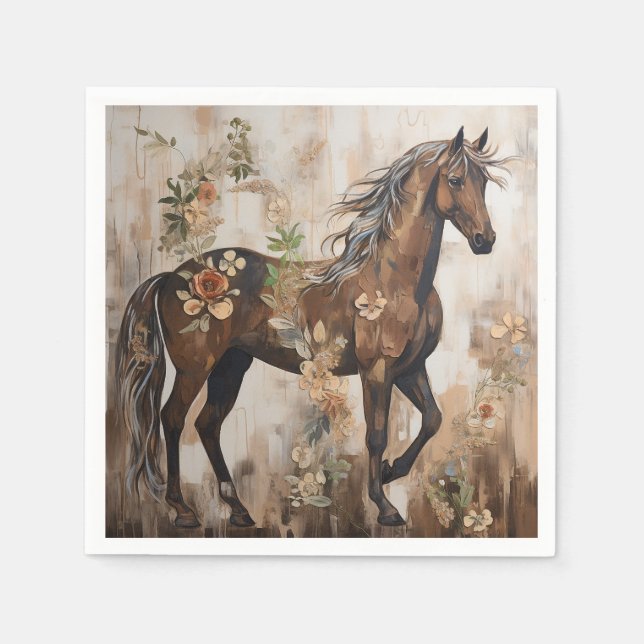 Söt Blommigt Horse Painting Pappersservett (Framsidan)