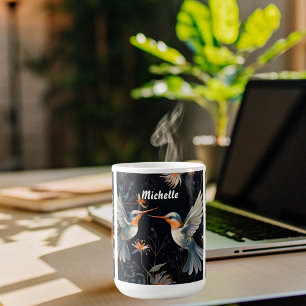 Söt blommigt, humming-fågelnamn kaffemugg