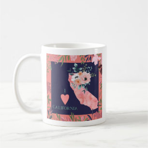 Söt Blommigt I Kärlek Kalifornien Karta Kaffemugg