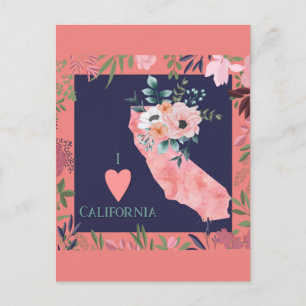 Söt Blommigt I Kärlek Kalifornien Karta Vykort