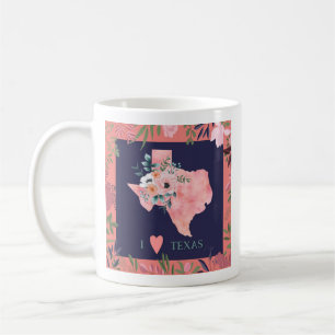 Söt Blommigt I Kärlek Texas Karta Kaffemugg