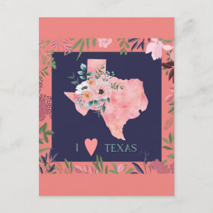 Söt Blommigt I Kärlek Texas State Karta vykort