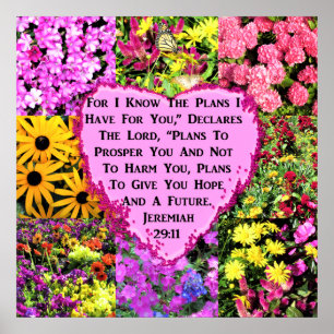 SÖT BLOMMIGT JEREMIAH 29:11 BIBLE POSTER