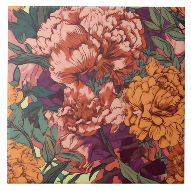 Söt blommigt kakelplatta (Framsidan)