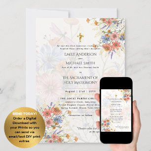 Söt Blommigt katolsk, nuptialmassa Bröllop Inbjudningar