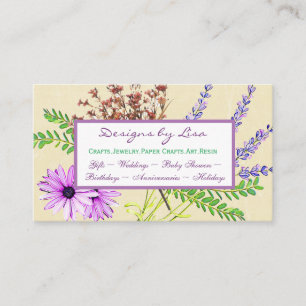 Söt Blommigt Lavender and Daisys Craiting Visitkort