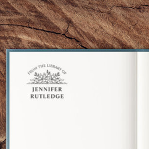 Söt Blommigt Line Art Curved Text Bok Platt Självfärgande Stämpel